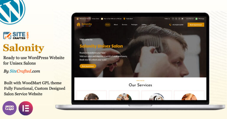 One Page Unisex Salon Website